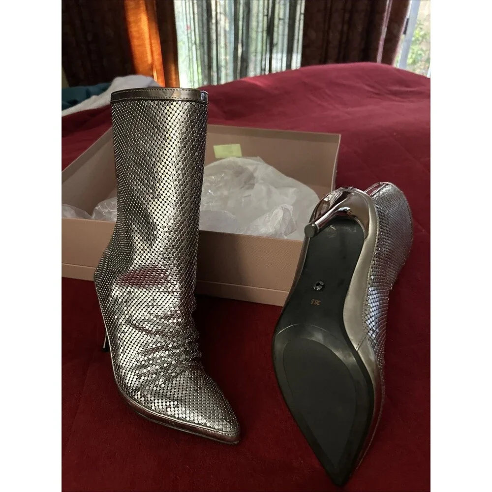 Bronze Metal Mesh Boots Size 6 1/2.
